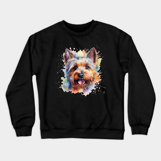 Yorkie Yorkshire Terrier Bright Watercolor Painting Crewneck Sweatshirt by nonbeenarydesigns